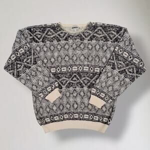 Vintage 90s Mondo di Marco Italy Sweater Mens M Geometric Jacquard Knit Grandpa